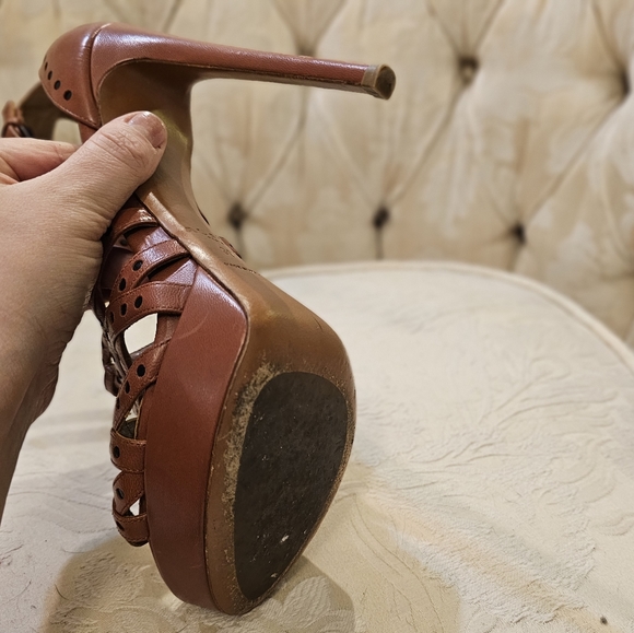 Genuine leather Alia Strappy High heel shoes On a platform - Picture 8 of 16